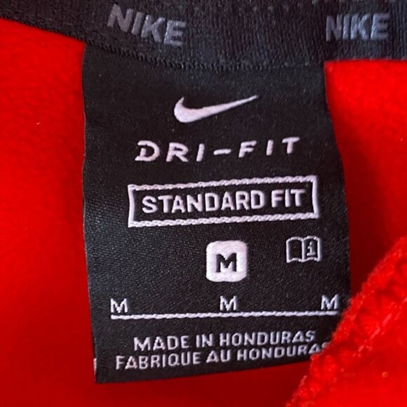 Nike Men's Hoodie Sweatshirt M Dri-Fit Standard Fit Red Polyester Pullover - Picture 5 of 13